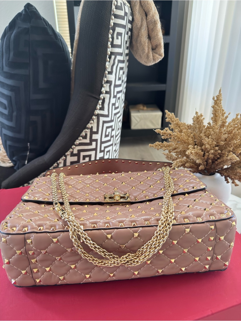 Valentino Nappa Quilted Rockstud Shoulder Bag with Gold Hardware - Picture 6 of 15
